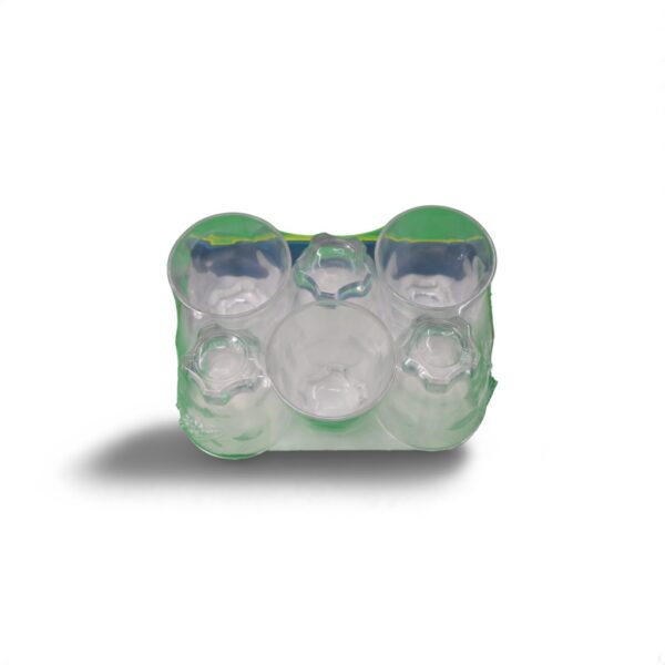 A stylish set of glass tea cups displayed on a table, perfect for serving hot or cold beverages with elegance.
