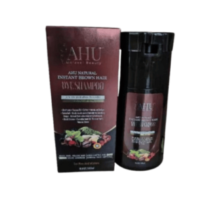 AHU Natural Instant Brown Hair Dye Shampoo For Gray Hair Coverage (500ml)