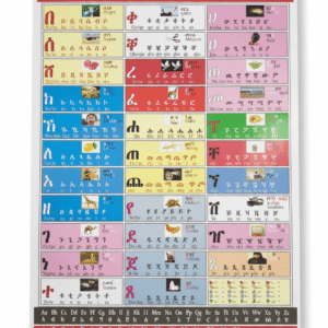 Ethiopian & Eritrean Fidel Alphabet and Number Educational Chart (Amharic and Tigrinya Learning Poster)